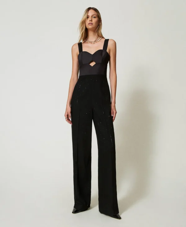 TWINSET Milano Tuta In Raso E In Panno Con Paillettes | Tute | Vestiti Da Cerimonia
