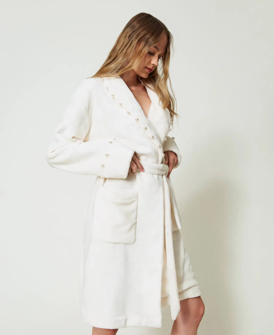 TWINSET Milano Vestaglia In Faux Fur Con Perle | Intimo E Nightwear