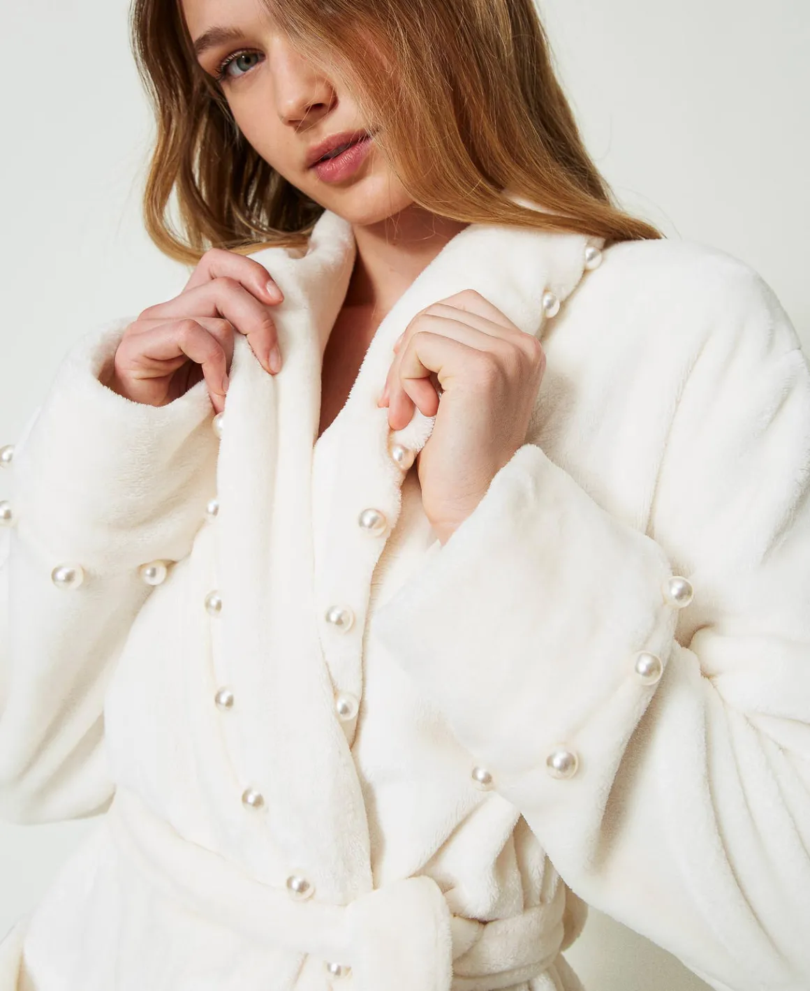 TWINSET Milano Vestaglia In Faux Fur Con Perle | Intimo E Nightwear